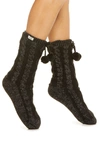 Ugg ® Pom Metallic Fleece Lined Crew Socks In Black Metallic
