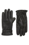 Barbour Burnished Leather Gloves In Black
