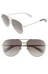 Kate Spade Isla 61mm Aviator Sunglasses In Gold/ Black/ Grey