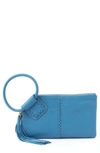 Hobo Sable Leather Wristlet In Dusty Blue