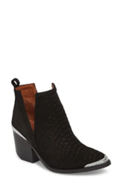 Jeffrey Campbell Cromwell Cutout Western Boot In Black Suede/ Snake