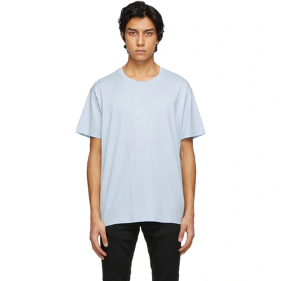 Givenchy Refracted-embroidered Cotton-jersey T-shirt In Light Blue