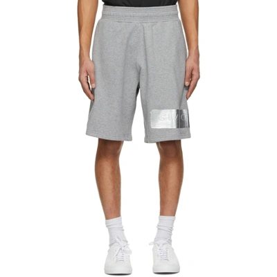 Givenchy Men's Latex-logo Sweat Shorts In Grey