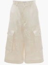 Jw Anderson Floral Jacquard Wide-leg Cargo Shorts In White