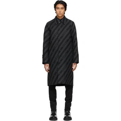 Givenchy Reversible Black & Grey Wool Chain Coat