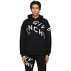 GIVENCHY BLACK EMBROIDERED REFRACTED LOGO HOODIE