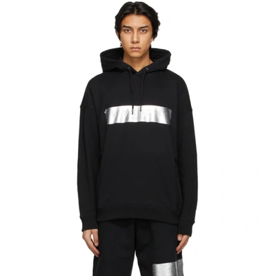 Givenchy Metallic Logo-embossed Cotton-jersey Hoodie In Black
