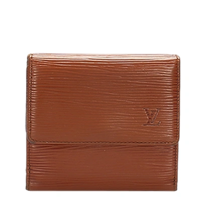Pre-owned Louis Vuitton Brown Epi Leather Porte Monnaie Billets Tresor Wallet