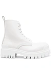 Balenciaga 60mm Strike Leather Combat Boots In White