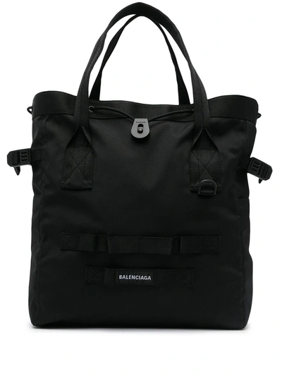 Balenciaga Army Recycled Polyamide Tote Bag In Black