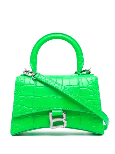 Balenciaga Hourglass Xs Top Handle Bag In Green