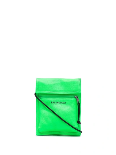 Balenciaga Logo印花斜挎包 In Green