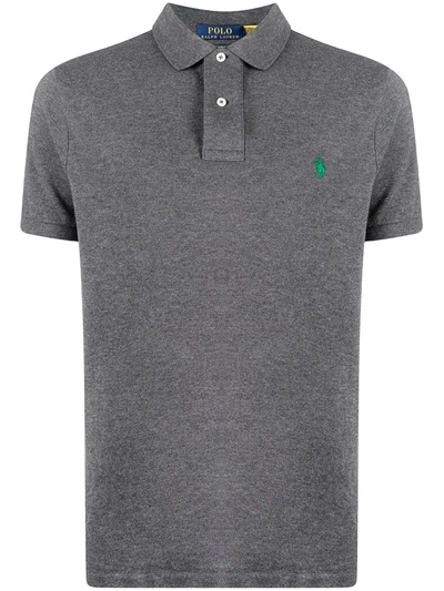 Polo Ralph Lauren Logo-patch Short-sleeved Polo Shirt In Grey