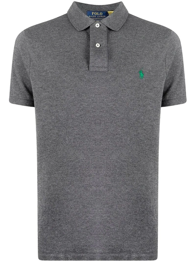 Polo Ralph Lauren Logo-patch Short-sleeved Polo Shirt In Grau