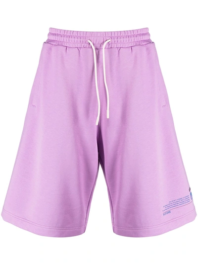 Msgm Knee-length Track Shorts In Purple