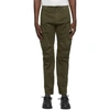 C.P. COMPANY GREEN STRETCH SATEEN GARMENT-DYED UTILITY CARGO PANTS