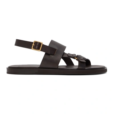 Ermenegildo Zegna Slingback Gladiator Sandals In Brown