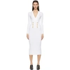 Balmain White Knit Double-buttoned Long Dress