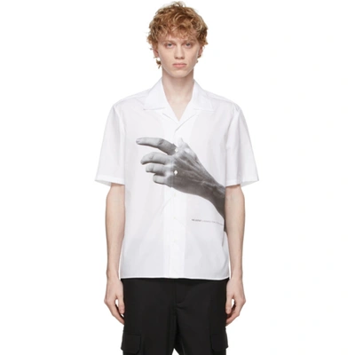 Neil Barrett Hand-print Short-sleeve Shirt In White,grey