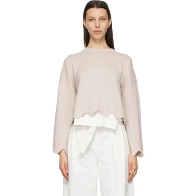 3.1 Phillip Lim / フィリップ リム Beige Cashmere & Wool Scalloped Sweater In Hessian