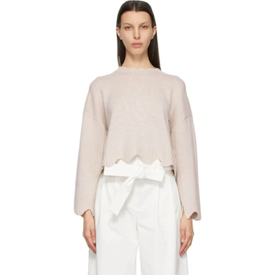 3.1 Phillip Lim Beige Cashmere & Wool Scalloped Sweater In Hessian