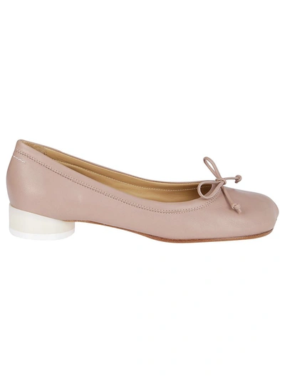 Mm6 Maison Margiela Pink Leather Ballerina Flats In Taupe