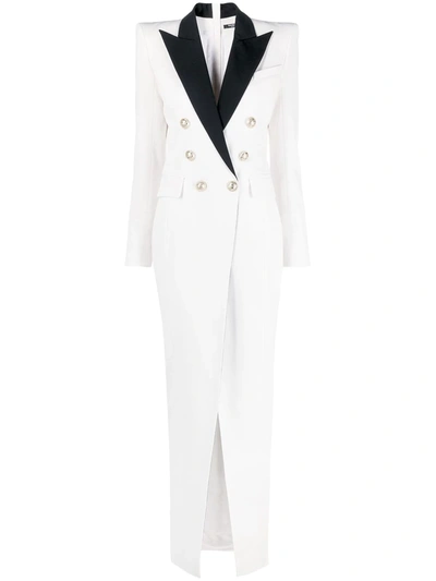 Balmain Long Blazer Dress In White