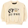 MINI RODINI MINI RODINI OFF WHITE CAT AND PANDA PRINT SWEATSHIRT,2122018511