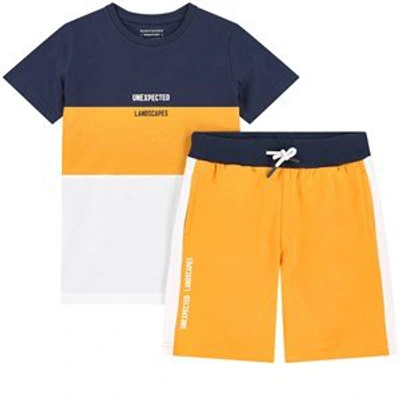 Mayoral Kids'  Orange Stripe T-shirt And Shorts Set