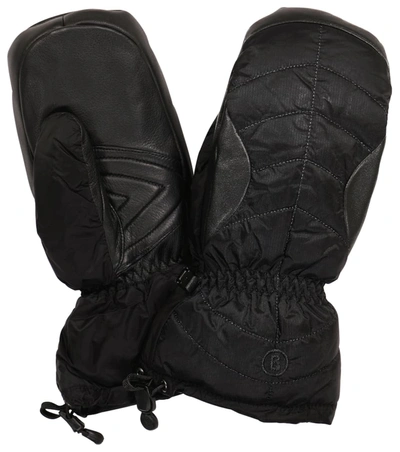 Bogner Selia Padded Leather And Shell Ski Mittens In Black