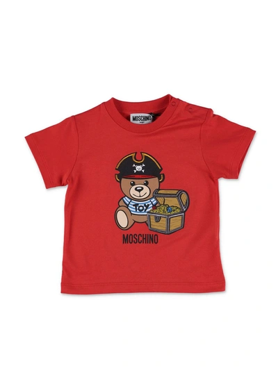 Moschino Kids' Red Jersey T-shirt With Teddy Bear Print