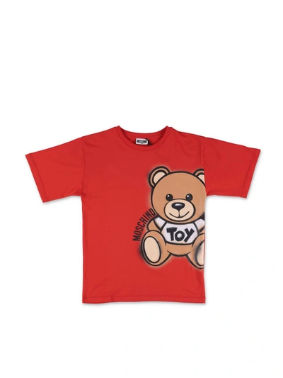 Moschino Kids' Teddy Bear-print Short-sleeved T-shirt In Red
