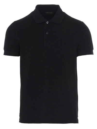 Tom Ford Short-sleeved Cotton Polo Shirt In Black