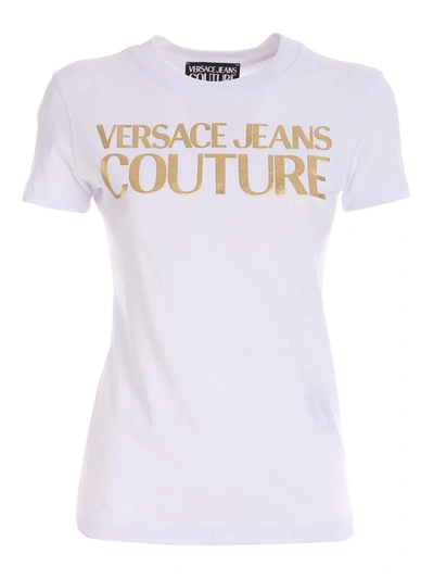 Versace Jeans Couture White Cotton T-shirt With Logo Print