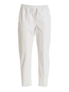 SEMICOUTURE SYNTHETIC LEATHER CROP PANTS IN WHITE