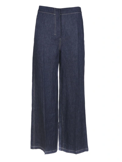 Max Mara Marica Trousers In Denim Color In Blue