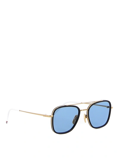 Thom Browne Tb-800-b Gold Navy Sunglasses In Black