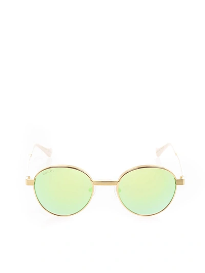 Gucci Round Sunglasses In Gold And Light Yellow Color