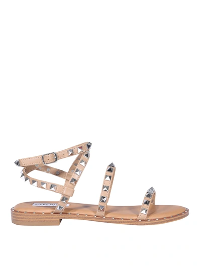 Steve Madden Studded Faux Leather Sandals In Pink In Red