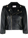 RED VALENTINO CROPPED LEATHER BIKER JACKET