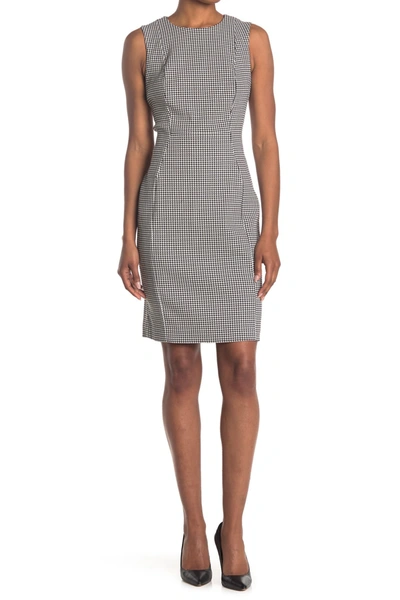 Calvin Klein Geo Print Sleeveless Sheath Dress In Blk Crm