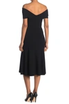 Reiss Lara Off-the-shoulder Stretch-knit Midi Dress In Black