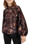 SCOTCH & SODA FLORAL PRINT SHEER VELVET TOP,8719029182100