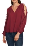 1.state Ruffle Cold Shoulder Top In Berry Char