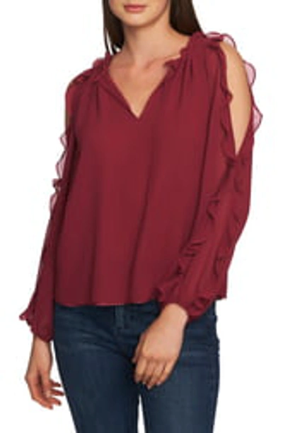 1.state Ruffle Cold Shoulder Top In Berry Char