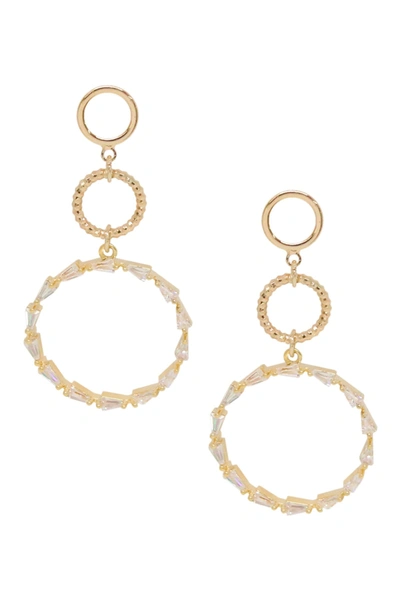 Ettika Dainty Crystal Circle Drop Earrings In Gold