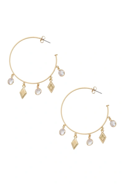 Ettika Geometric Charm & Cz 45mm Hoop Earrings In Gold