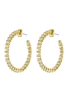 Cz By Kenneth Jay Lane 18k Yellow Gold Plated Round Cz Inside-out Hoop Earrings In Clear-gold