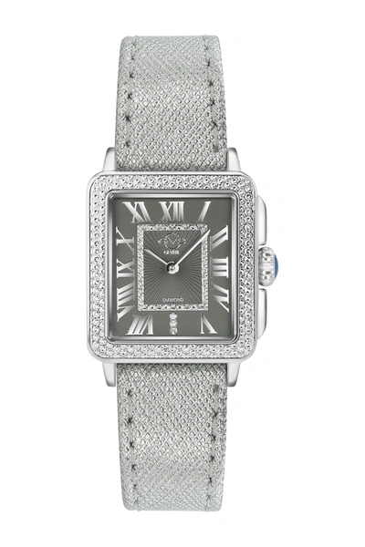 Gevril Womens Padova Swiss Diamond Leather Watch, 28.5mm In Gray