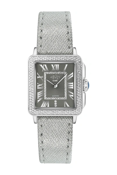 Gevril Gv2 Padova Swiss Diamond Leather Watch, 28.5mm In Gray